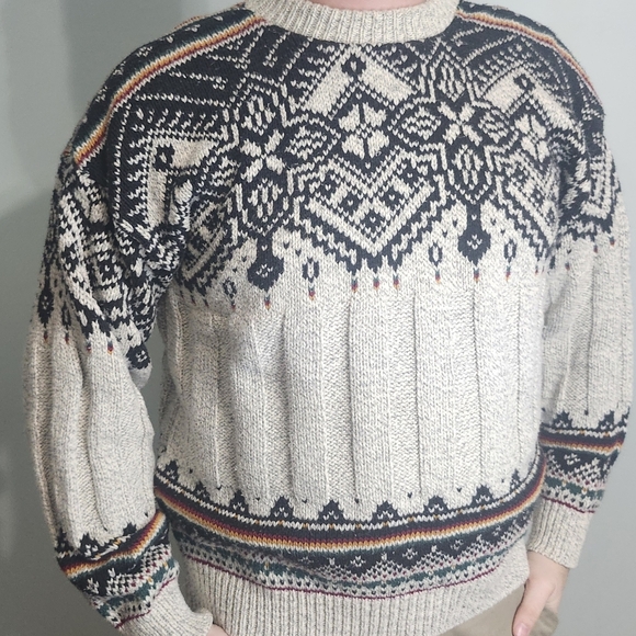 Vintage Hampton Bay USA Wool Fair Isle Sweater Nordic Knit Men’s XL - Picture 6 of 8